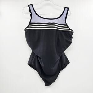 Tropical Escape Black Striped Chest One Piece Swimsuit Women's Plus Size 22W